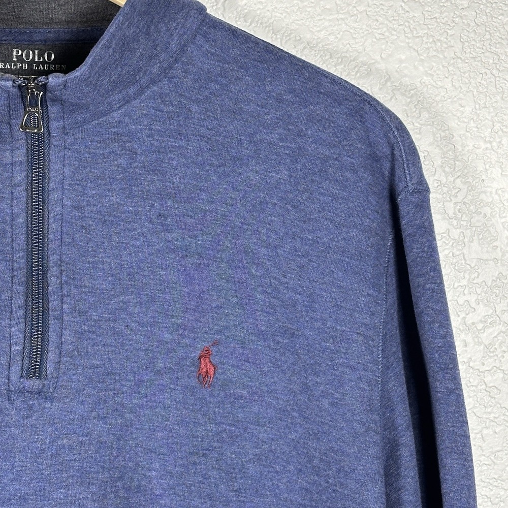 Polo Ralph Lauren Blue Luxury Jersey Half-Zip Sweatshirt Mens Size Medium‎